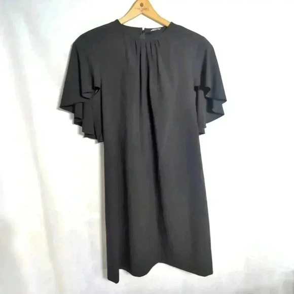 Elie Tahari Little Black Dress ruffle sleeve cap sz S - Picture 1 of 5